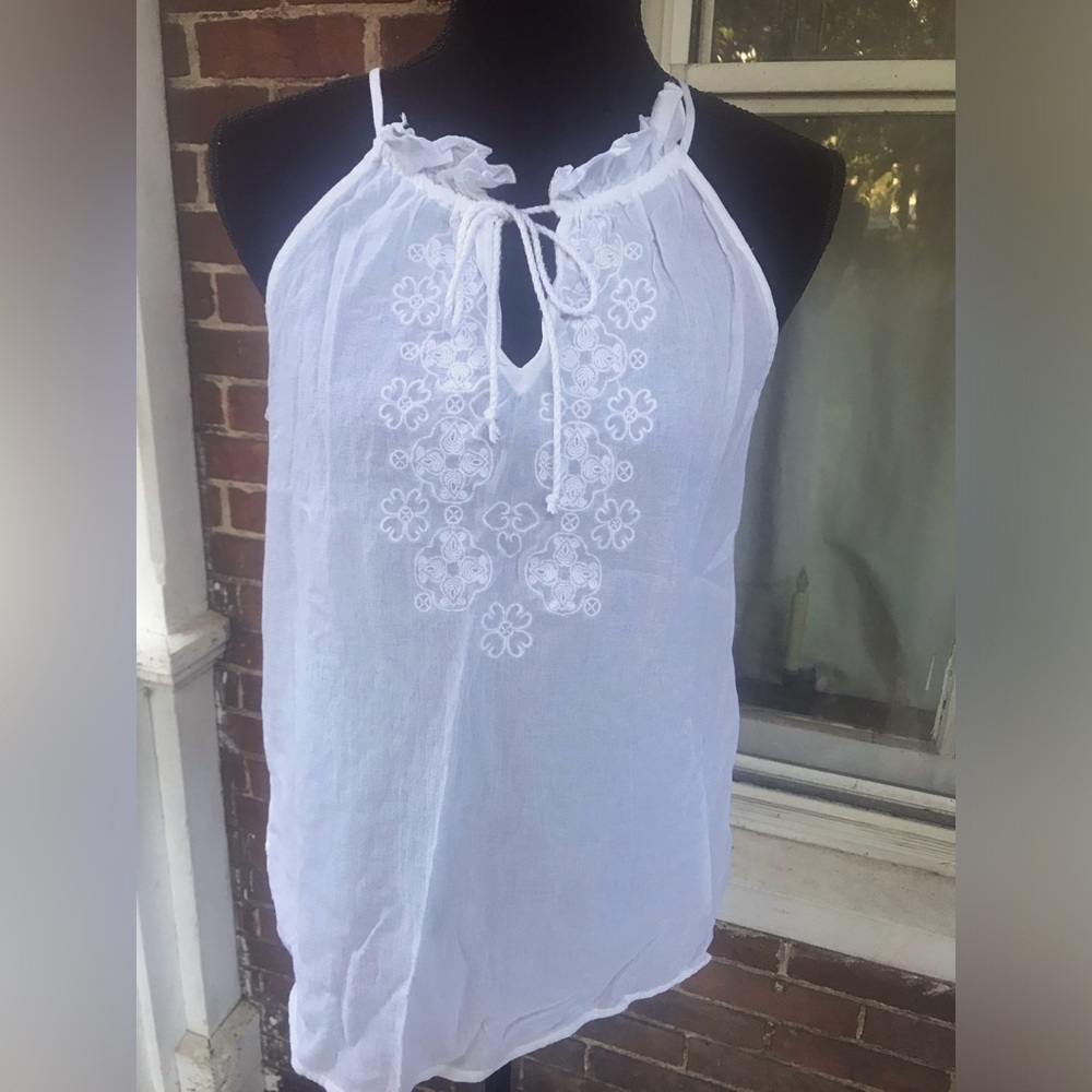 EUC white cotton drawstring tank from Loft💋